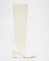 Stuart Weitzman Yuliana Leather Knee Boots In Cream