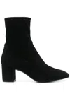 Stuart Weitzman Flareblock Womens Suede Pull On Ankle Boots In Black