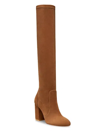 Stuart Weitzman Yuliana 85 Block Heel Slouch Boots In Brown