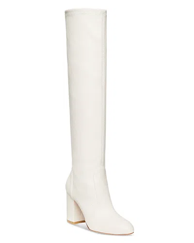 Stuart Weitzman Yuliana 85 Block Heel Slouch Boots In Cream