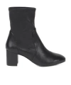 Stuart Weitzman Yuliana Stretch Leather Ankle Booties In Black