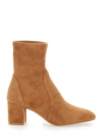 STUART WEITZMAN 'YULIANA' BEIGE ANKLE BOOTS WITH MEDIUM BLOCK HEEL IN ECOLEATHER WOMAN