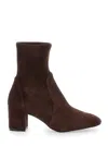 Stuart Weitzman Yuliana Brown Ankle Boots With Medium Block Heel In Ecoleather Woman In Black
