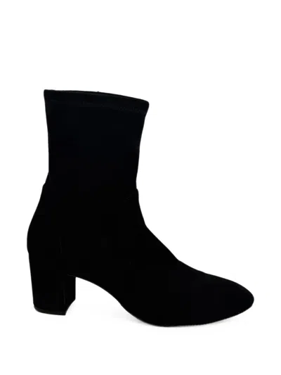 Pre-owned Stuart Weitzman Yuliana Heeled Ankle Suede Boots In Black