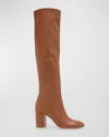 Stuart Weitzman Yuliana Leather Knee Boots In Briddle Brown