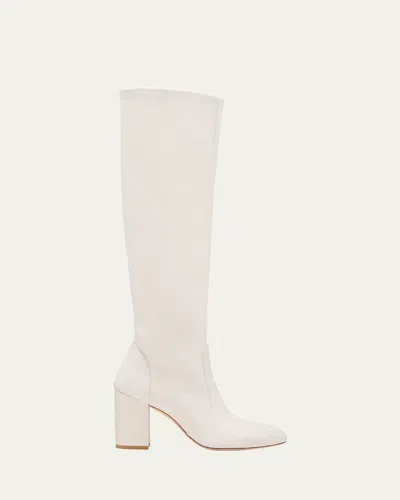 Stuart Weitzman Yuliana Leather Knee Boots In Cream
