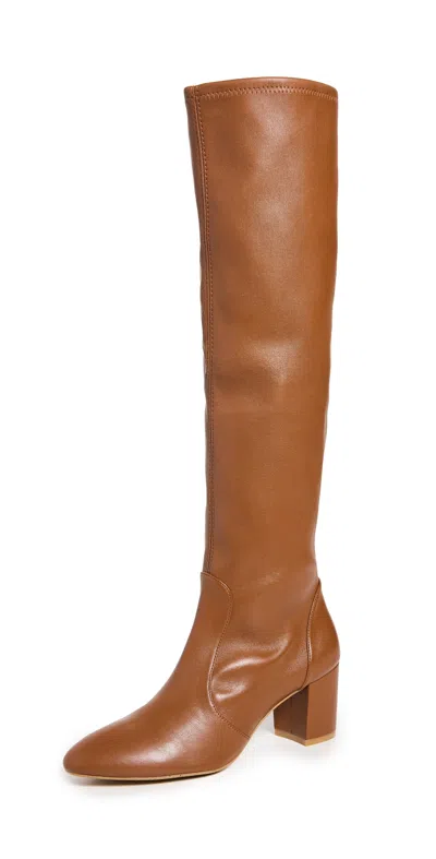 Stuart Weitzman Yuliana Leather Knee Boots In Briddle Brown
