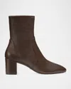 Stuart Weitzman Yuliana Stretch Leather Ankle Booties In Walnut/dark Brown