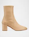 Stuart Weitzman Yuliana Stretch Leather Booties In Adobe