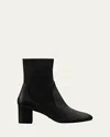 Stuart Weitzman Yuliana Stretch Leather Booties In Black