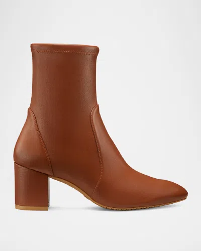 Stuart Weitzman Yuliana Stretch Leather Booties In Briddle Brown