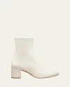 Stuart Weitzman Square-toe Leather Boots In Cream