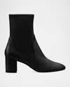 Stuart Weitzman Yuliana Stretch Leather Ankle Booties In Black