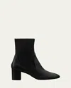 Stuart Weitzman Yuliana Stretch Leather Ankle Booties In Black