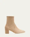 Stuart Weitzman Yuliana Stretch Suede Ankle Booties In Cashmere