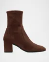 Stuart Weitzman Yuliana Stretch Suede Ankle Booties In Walnut