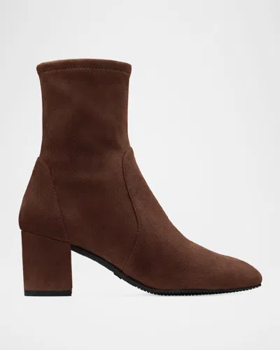 Stuart Weitzman Yuliana Stretch Suede Ankle Booties In Walnut