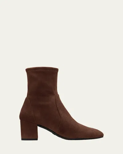 Stuart Weitzman Yuliana Stretch Suede Ankle Booties In Walnut