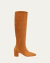 Stuart Weitzman Yuliana Stretch Suede Knee Boots In Hazel