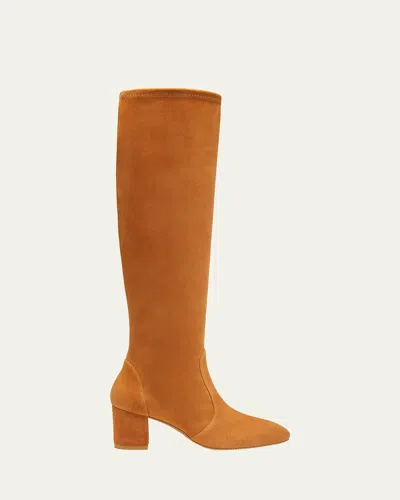 Stuart Weitzman Yuliana Stretch Suede Knee Boots In Hazel