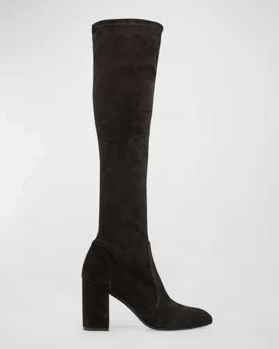 Stuart Weitzman Yuliana Suede Knee Boots In Black