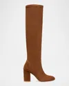 Stuart Weitzman Yuliana 85 Block Heel Slouch Boots In Coffee