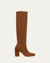 Stuart Weitzman Yuliana 85 Block Heel Slouch Boots In Coffee