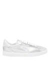 Stuart Weitzman Metallic Low Top Sneakers In Silver