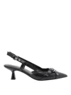 Stuart Weitzman Eyelet Leather Kitten Heel Slingback Pumps In Black