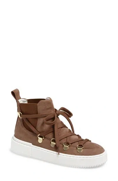 Stuart Weitzman Ziggy High Top Sneaker In Brown