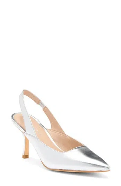 Stuart Weitzman Zuri Slingback Leather Pump In Silver