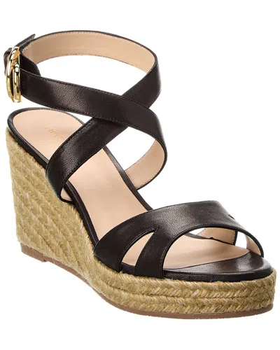 Stuart Weitzman Zuzu Leather Wedge Sandal In Black