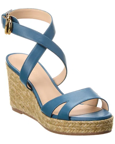 Stuart Weitzman Zuzu Leather Wedge Sandal In Blue