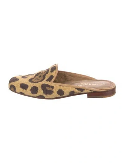 Pre-owned Stubbs & Wootton Animal Print Mules In Neutral