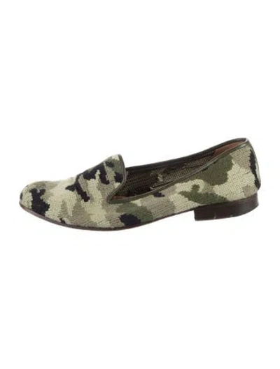 Pre-owned Stubbs & Wootton Camouflage Print Loafers In Green