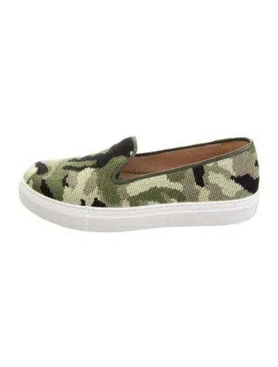 Pre-owned Stubbs & Wootton Camouflage Print Loafers In Green