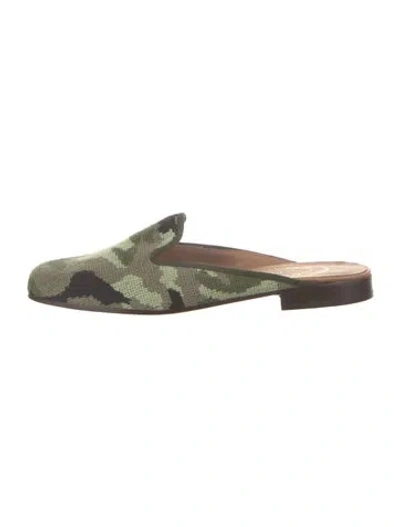 Pre-owned Stubbs & Wootton Camouflage Print Mules In Green