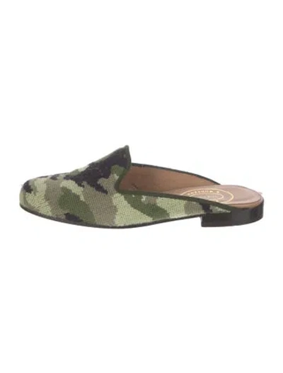 Pre-owned Stubbs & Wootton Camouflage Print Mules In Green