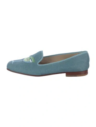 Pre-owned Stubbs & Wootton Canvas Embroidered Accent Loafers In Blue
