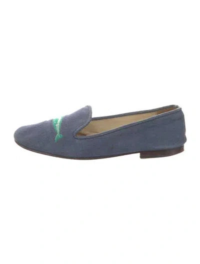 Pre-owned Stubbs & Wootton Canvas Embroidered Accent Loafers In Blue