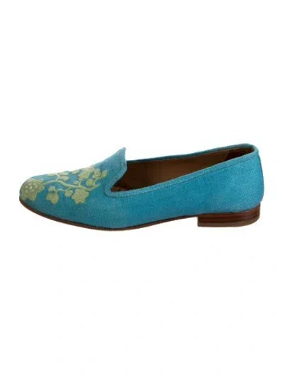 Pre-owned Stubbs & Wootton Canvas Floral Print Loafers In Blue