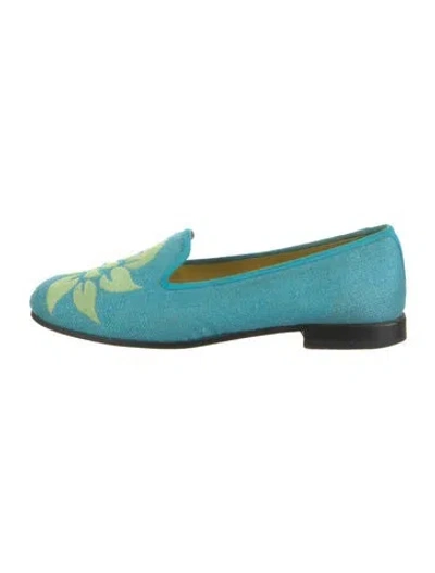 Pre-owned Stubbs & Wootton Canvas Floral Print Loafers In Blue