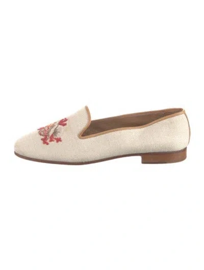 Pre-owned Stubbs & Wootton Canvas Floral Print Loafers In Neutral