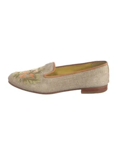 Pre-owned Stubbs & Wootton Canvas Floral Print Loafers In Neutrals
