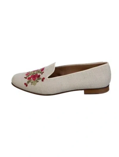 Pre-owned Stubbs & Wootton Canvas Floral Print Loafers In Neutrals