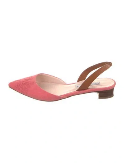 Pre-owned Stubbs & Wootton Canvas Floral Print Slingback Pumps In Pink