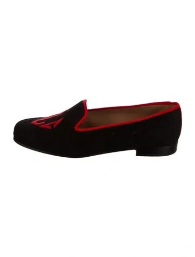 Pre-owned Stubbs & Wootton Canvas Graphic Print Loafers In Black