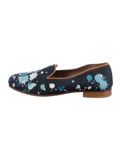 Pre-owned Stubbs & Wootton Canvas Graphic Print Loafers In Blue