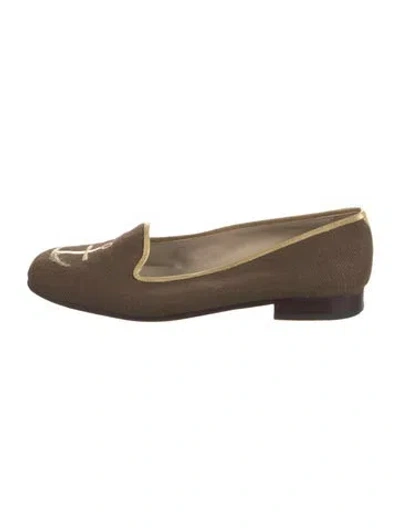 Pre-owned Stubbs & Wootton Canvas Graphic Print Loafers In Brown