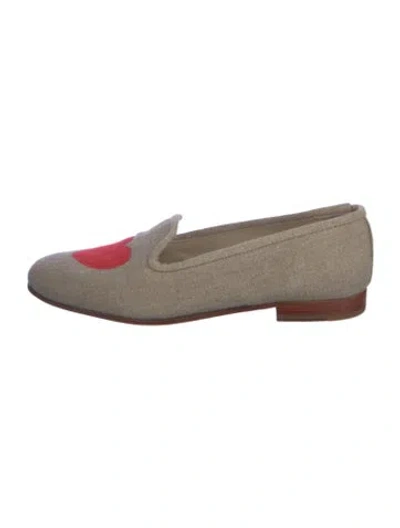 Pre-owned Stubbs & Wootton Canvas Graphic Print Loafers In Brown/neutrals